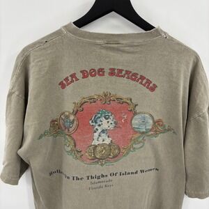 Sea Dog Seagars Mens Graphic T Shirt Large Tan Florida‎ Keys Distressed Relaxed
